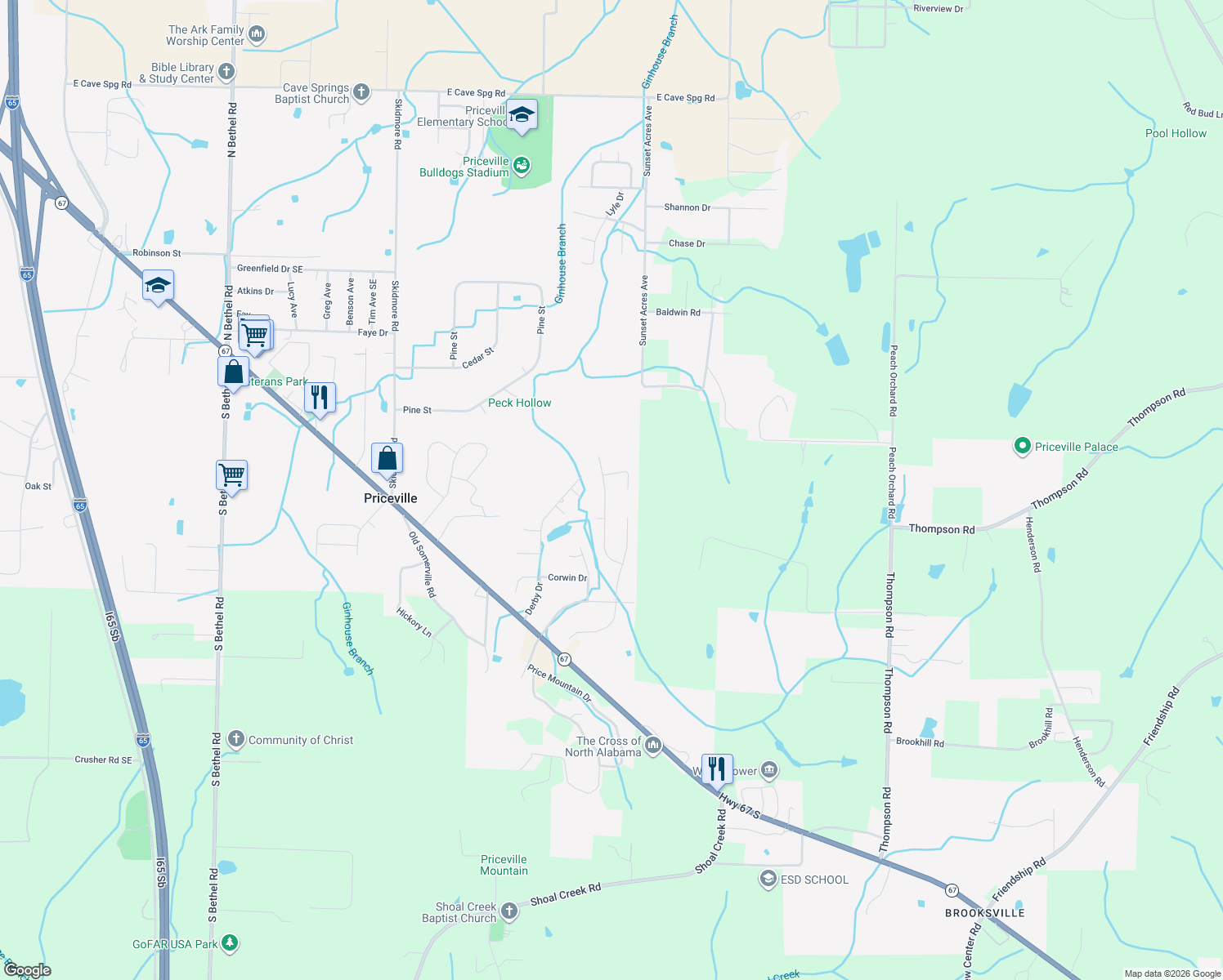 map of restaurants, bars, coffee shops, grocery stores, and more near 51 Maryland Drive in Decatur