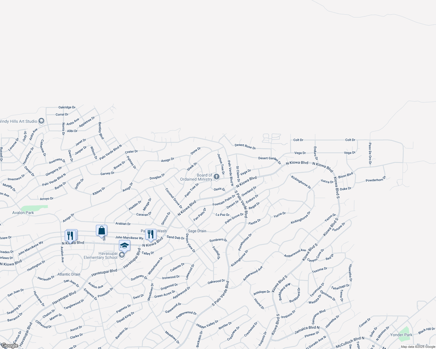 map of restaurants, bars, coffee shops, grocery stores, and more near 3348 Date Row Dr in Lake Havasu City