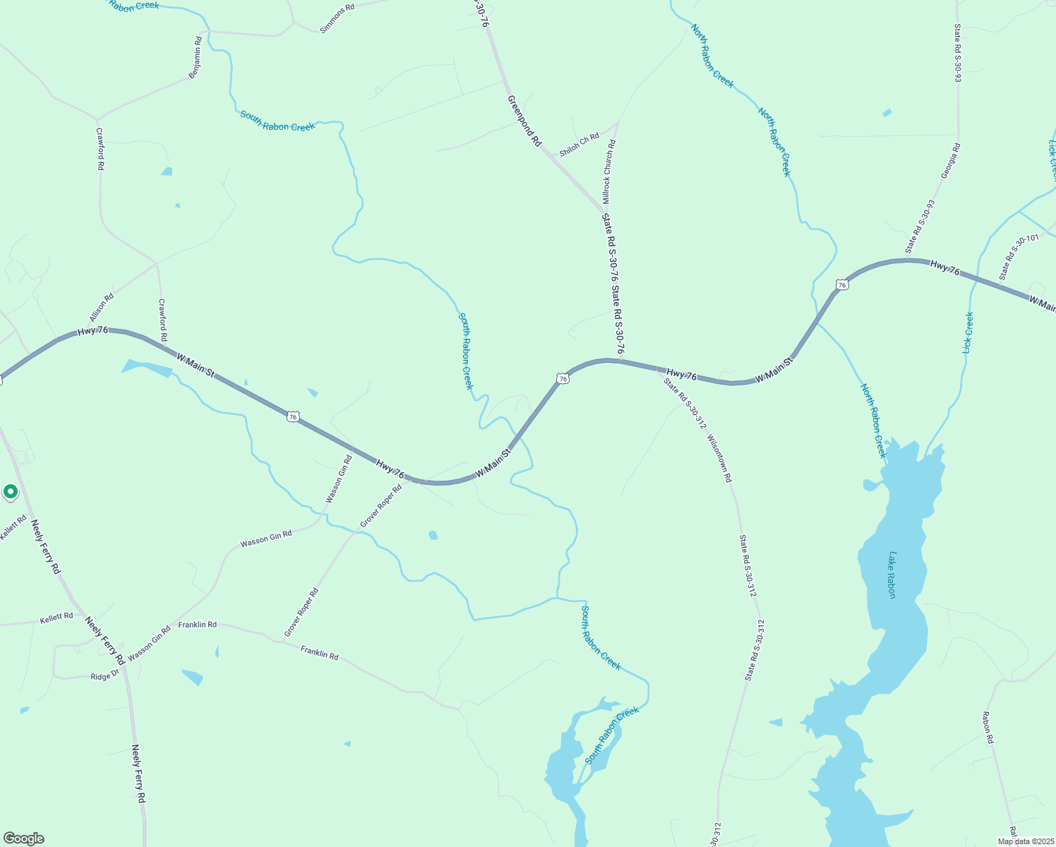 map of restaurants, bars, coffee shops, grocery stores, and more near West Main Street in Laurens