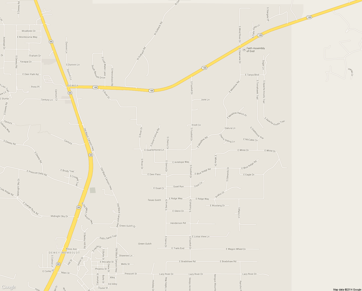 map of restaurants, bars, coffee shops, grocery stores, and more near 13890 East Quarterhorse Lane in Dewey-Humboldt