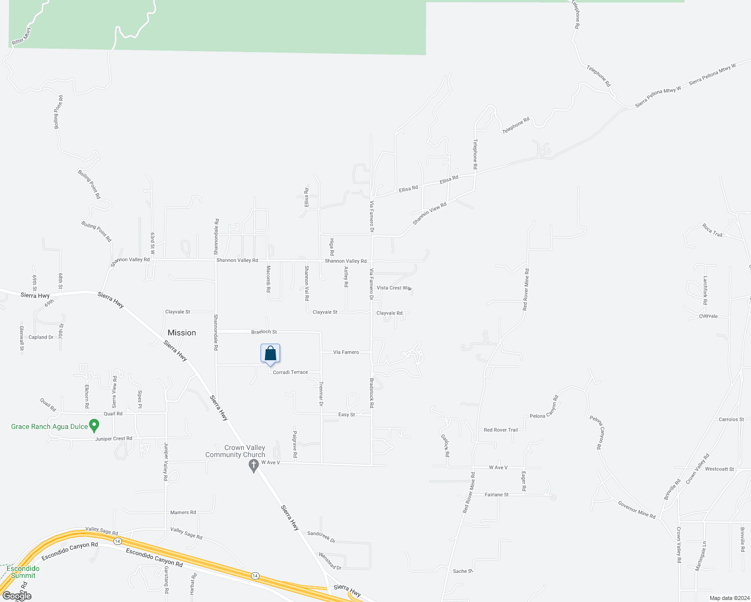 map of restaurants, bars, coffee shops, grocery stores, and more near Via Famero Drive in Acton