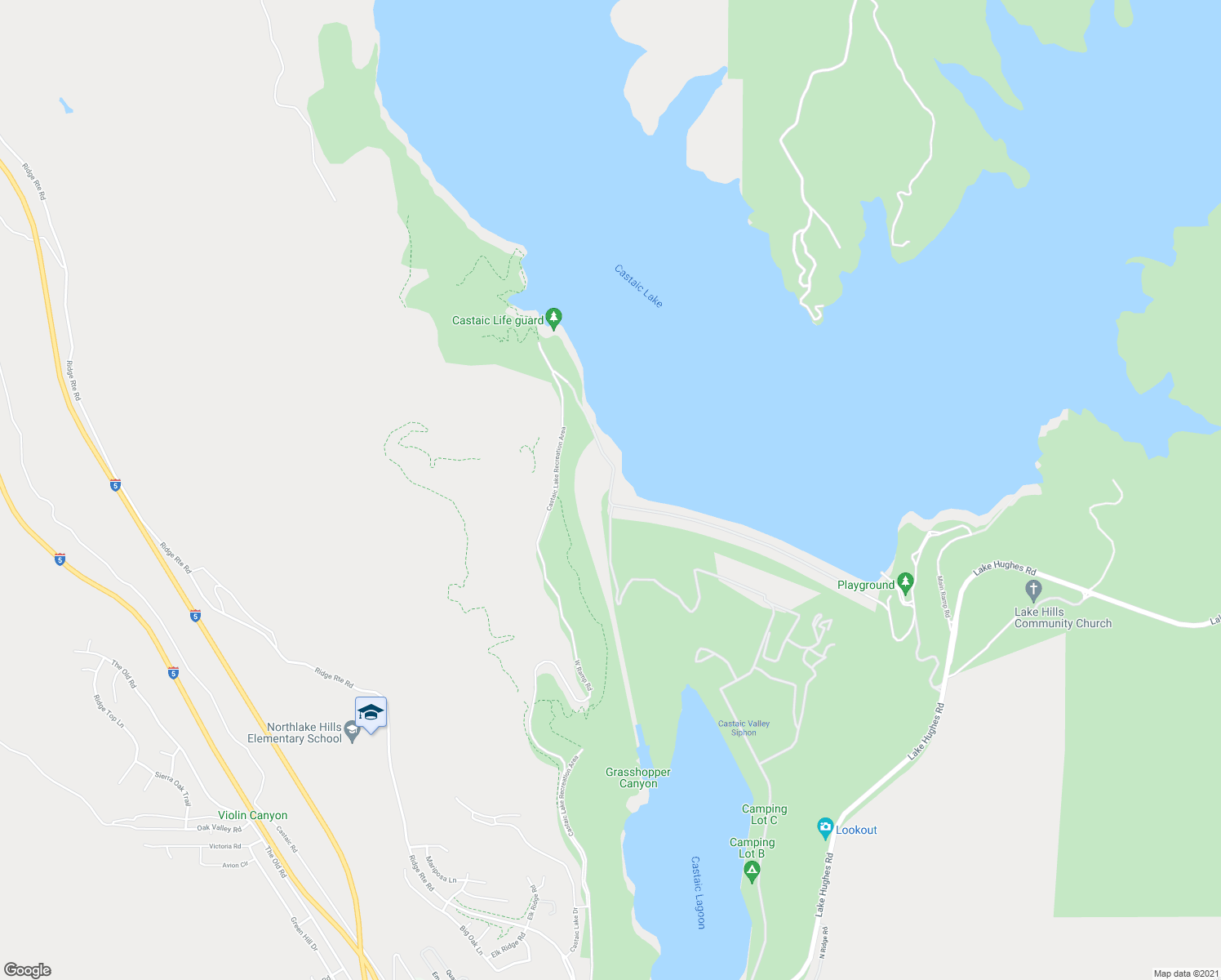 map of restaurants, bars, coffee shops, grocery stores, and more near Unnamed Rd in Castaic