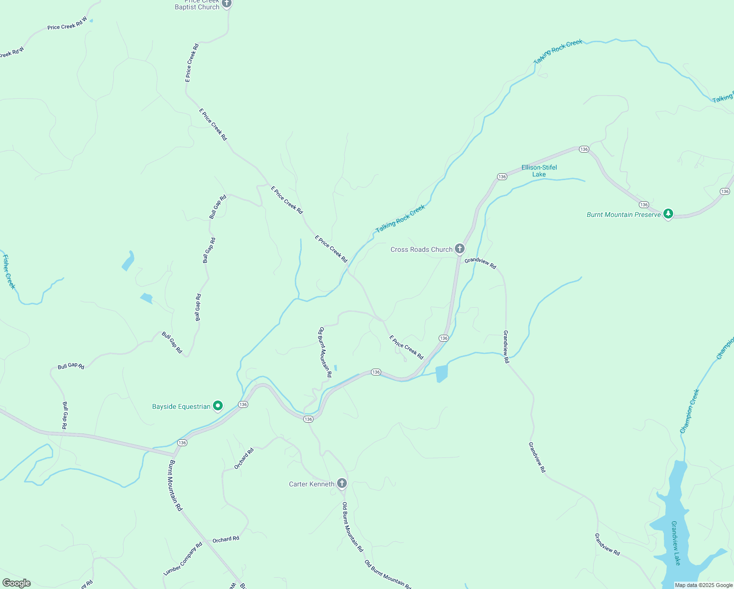 map of restaurants, bars, coffee shops, grocery stores, and more near 466 East Price Creek Road in Jasper