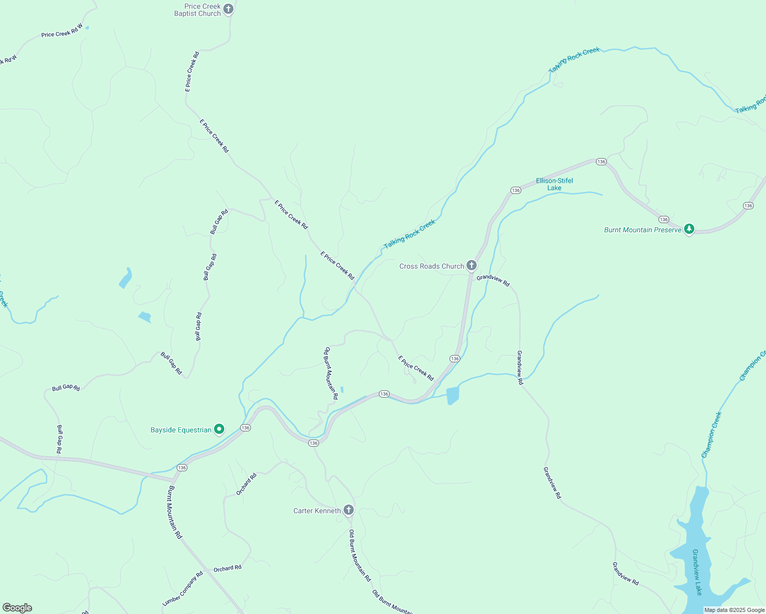 map of restaurants, bars, coffee shops, grocery stores, and more near 466 East Price Creek Road in Jasper