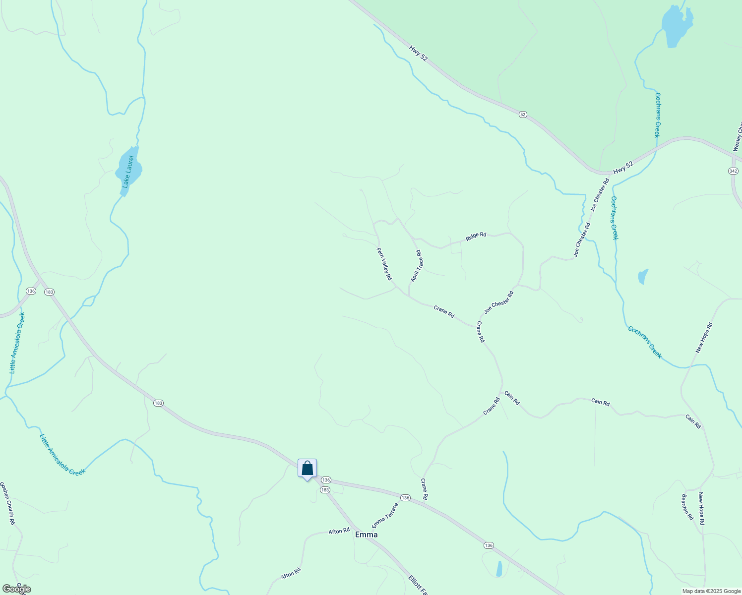 map of restaurants, bars, coffee shops, grocery stores, and more near Poplar Drive in Dawson County