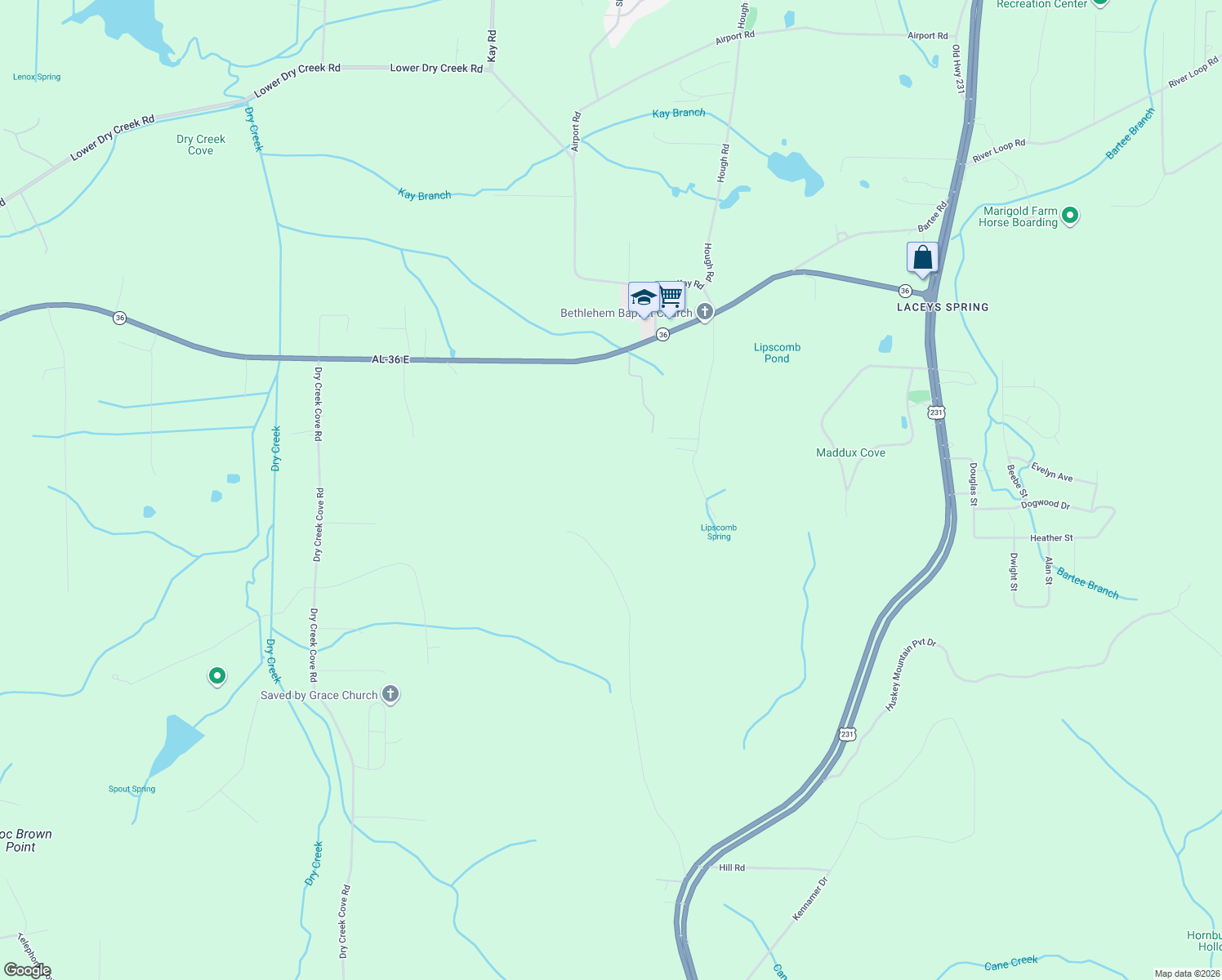 map of restaurants, bars, coffee shops, grocery stores, and more near 583 Bell Point Road in Laceys Spring