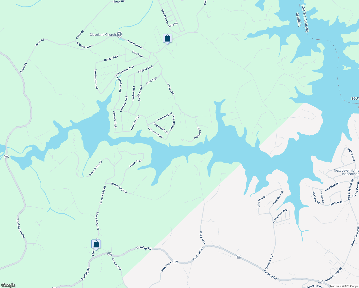map of restaurants, bars, coffee shops, grocery stores, and more near 403 Dogwood Lane in Martin