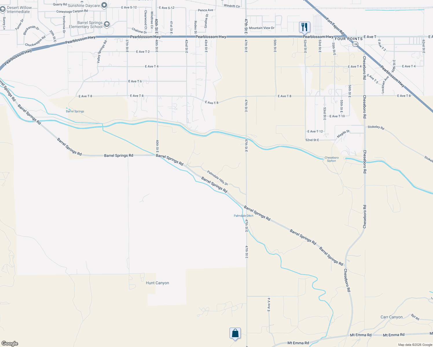 map of restaurants, bars, coffee shops, grocery stores, and more near 35433 Alida Lane in Palmdale
