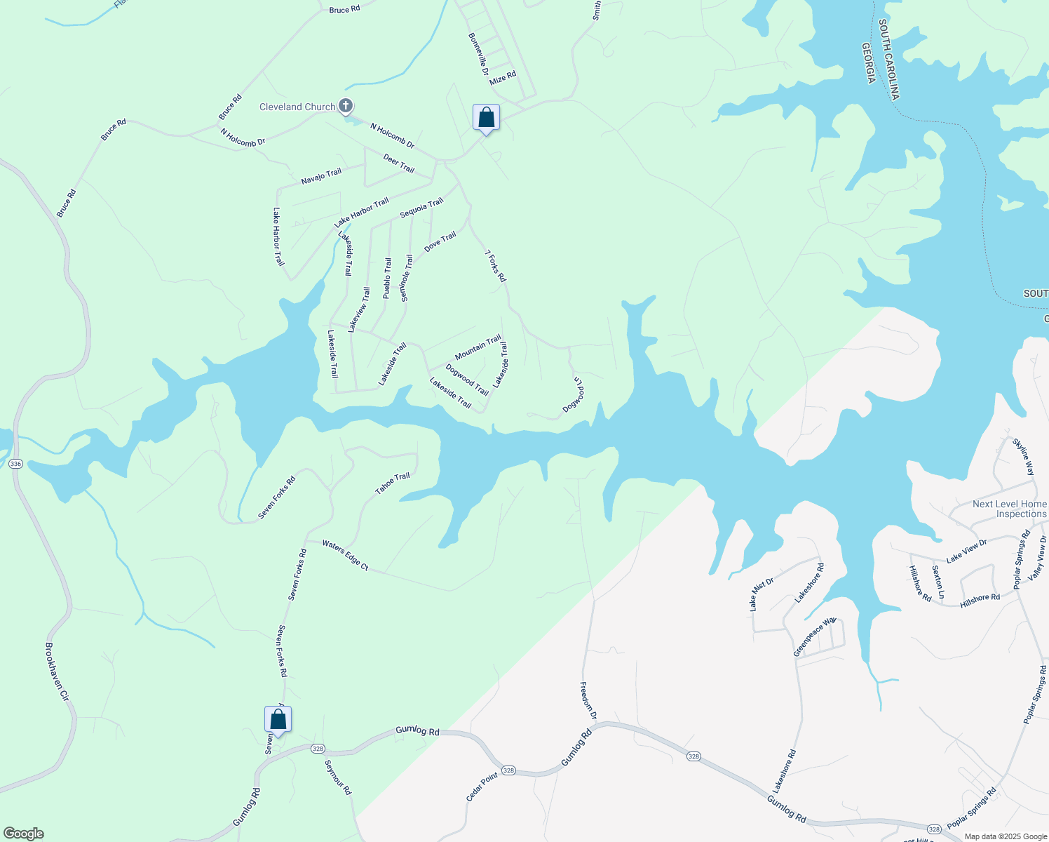map of restaurants, bars, coffee shops, grocery stores, and more near 403 Dogwood Lane in Martin