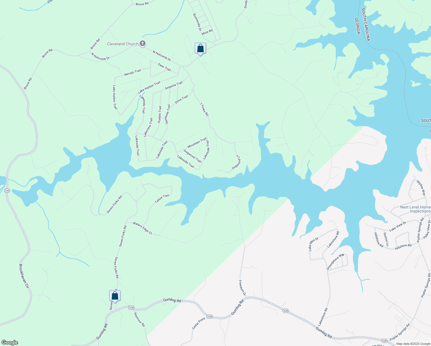 map of restaurants, bars, coffee shops, grocery stores, and more near 403 Dogwood Lane in Martin