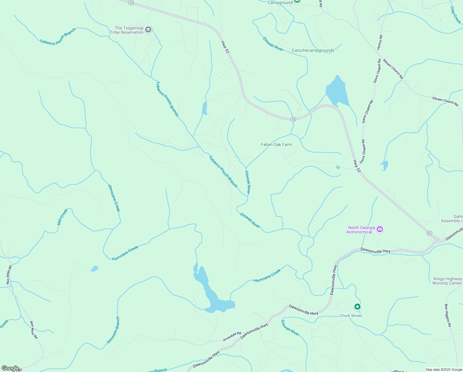 map of restaurants, bars, coffee shops, grocery stores, and more near 319 Tobacco Pouch Lane in Dahlonega