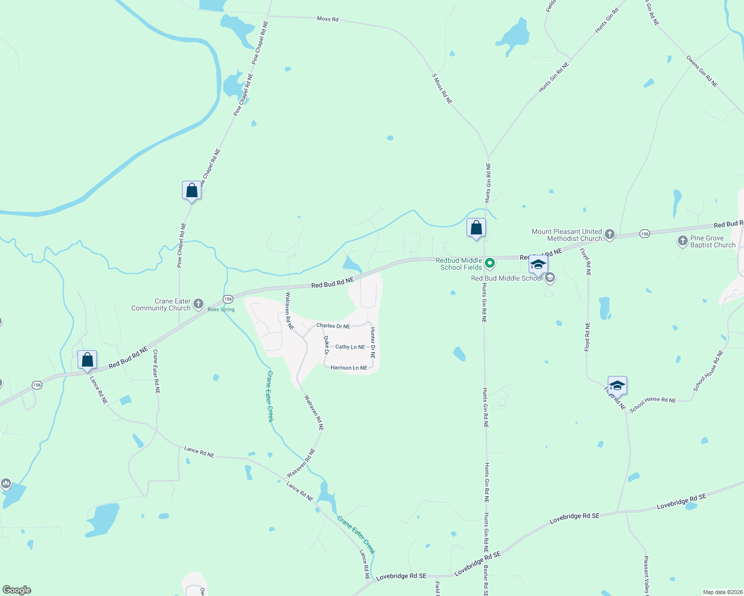 map of restaurants, bars, coffee shops, grocery stores, and more near 230 Wade Drive Northeast in Calhoun