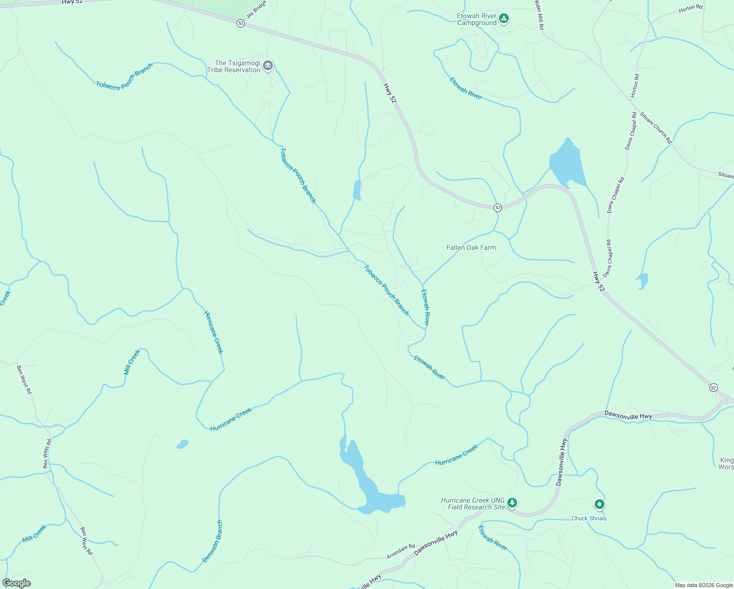 map of restaurants, bars, coffee shops, grocery stores, and more near 72 Tobacco Pouch Lane in Dahlonega