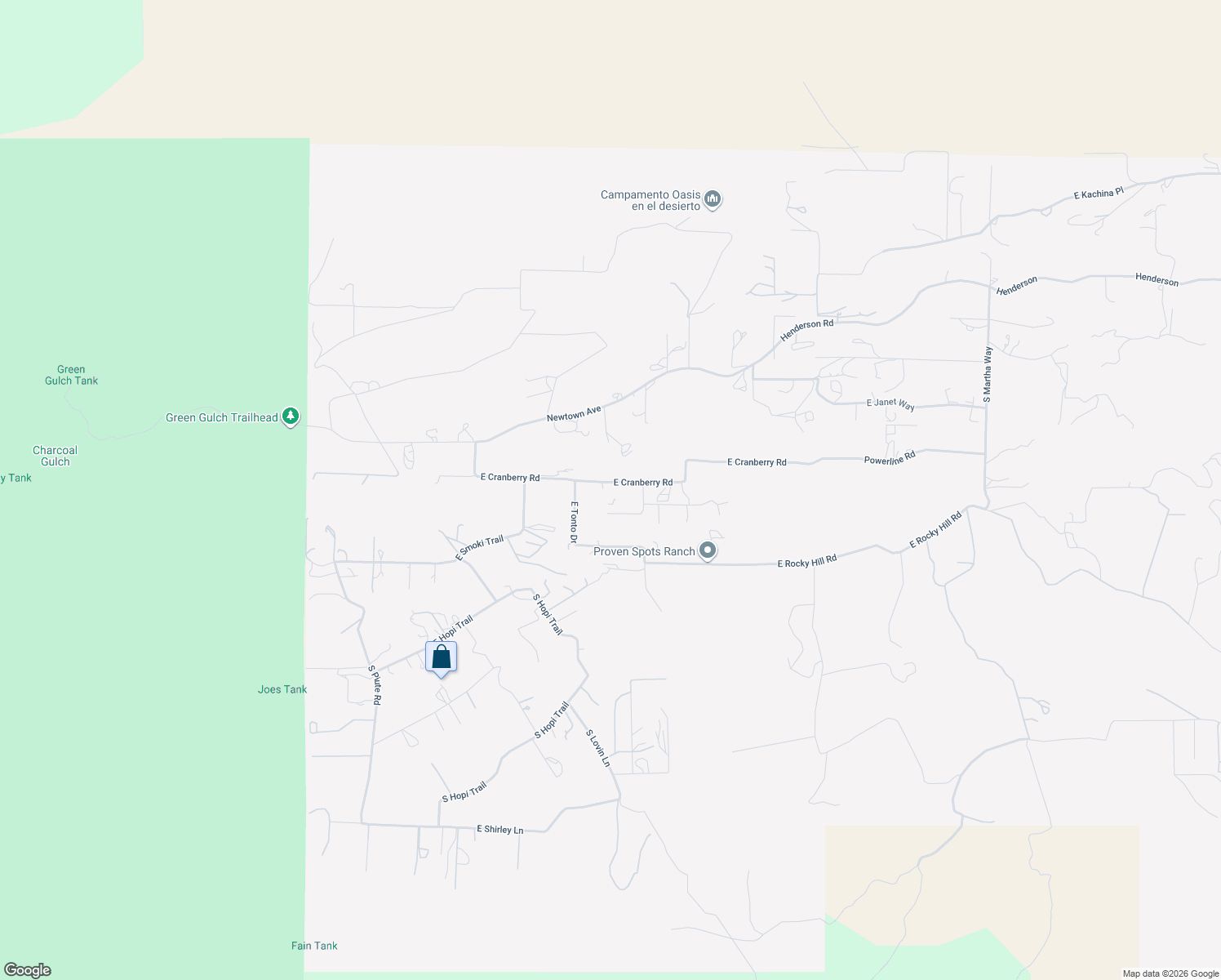 map of restaurants, bars, coffee shops, grocery stores, and more near 9915 East Cranberry Road in Dewey-Humboldt