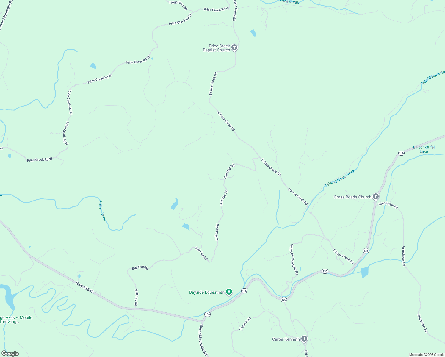 map of restaurants, bars, coffee shops, grocery stores, and more near 12 Blueberry Road in Jasper