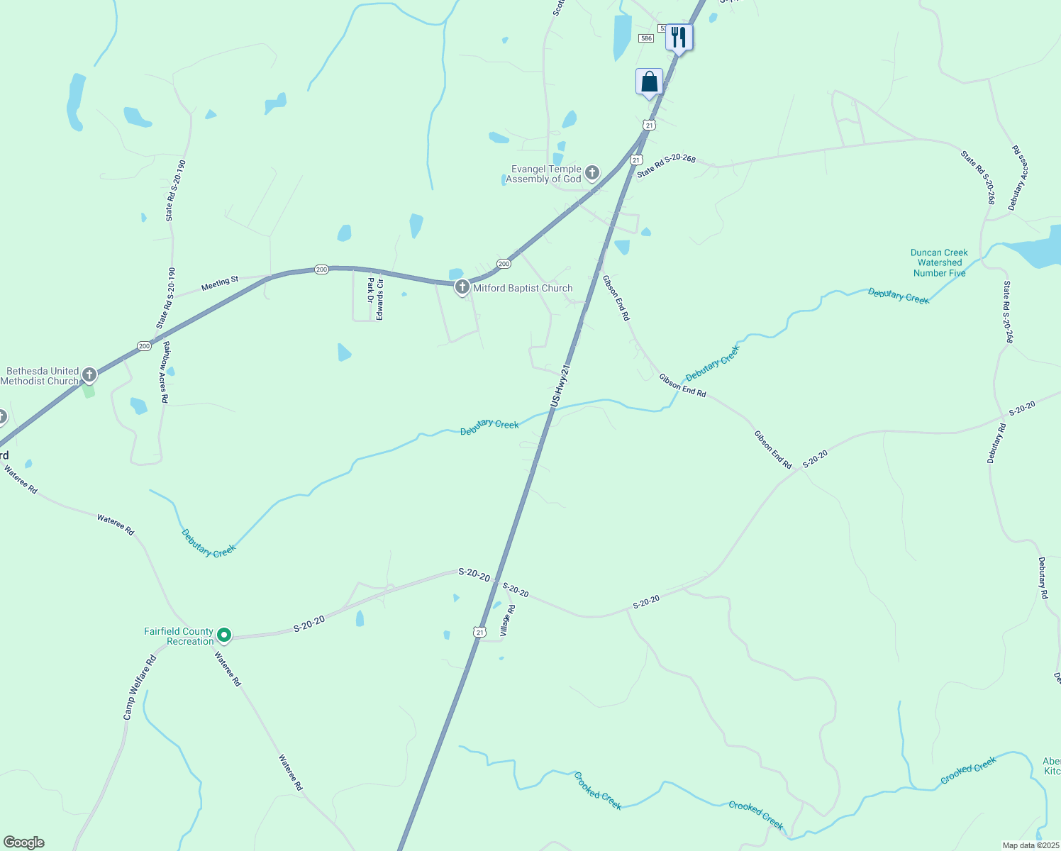 map of restaurants, bars, coffee shops, grocery stores, and more near 15445 U.S. 21 in Great Falls