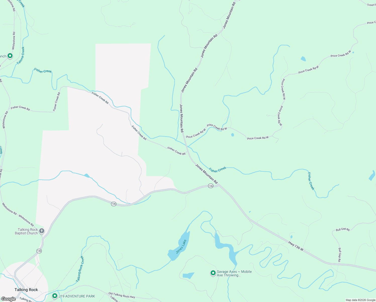 map of restaurants, bars, coffee shops, grocery stores, and more near 330 Jones Mountain Road in Talking Rock