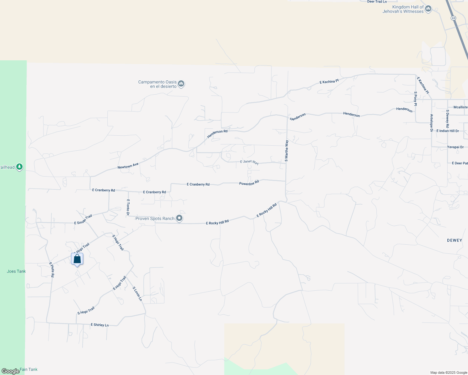 map of restaurants, bars, coffee shops, grocery stores, and more near 10585 Powerline Road in Dewey-Humboldt