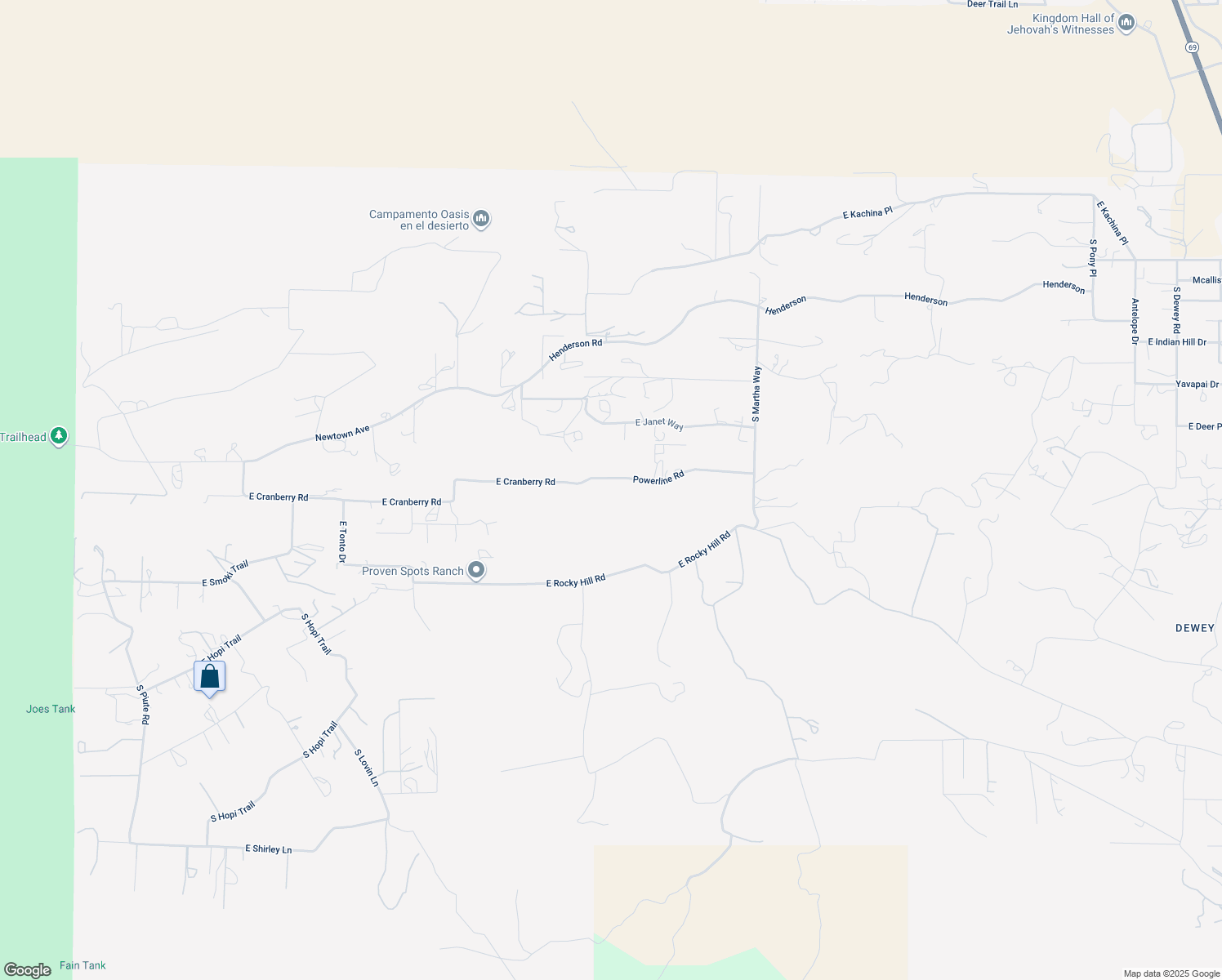 map of restaurants, bars, coffee shops, grocery stores, and more near 10585 Powerline Road in Dewey-Humboldt