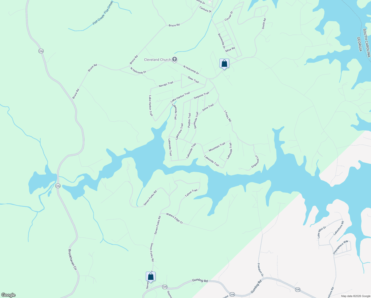 map of restaurants, bars, coffee shops, grocery stores, and more near 799 Lakeside Trail in Martin