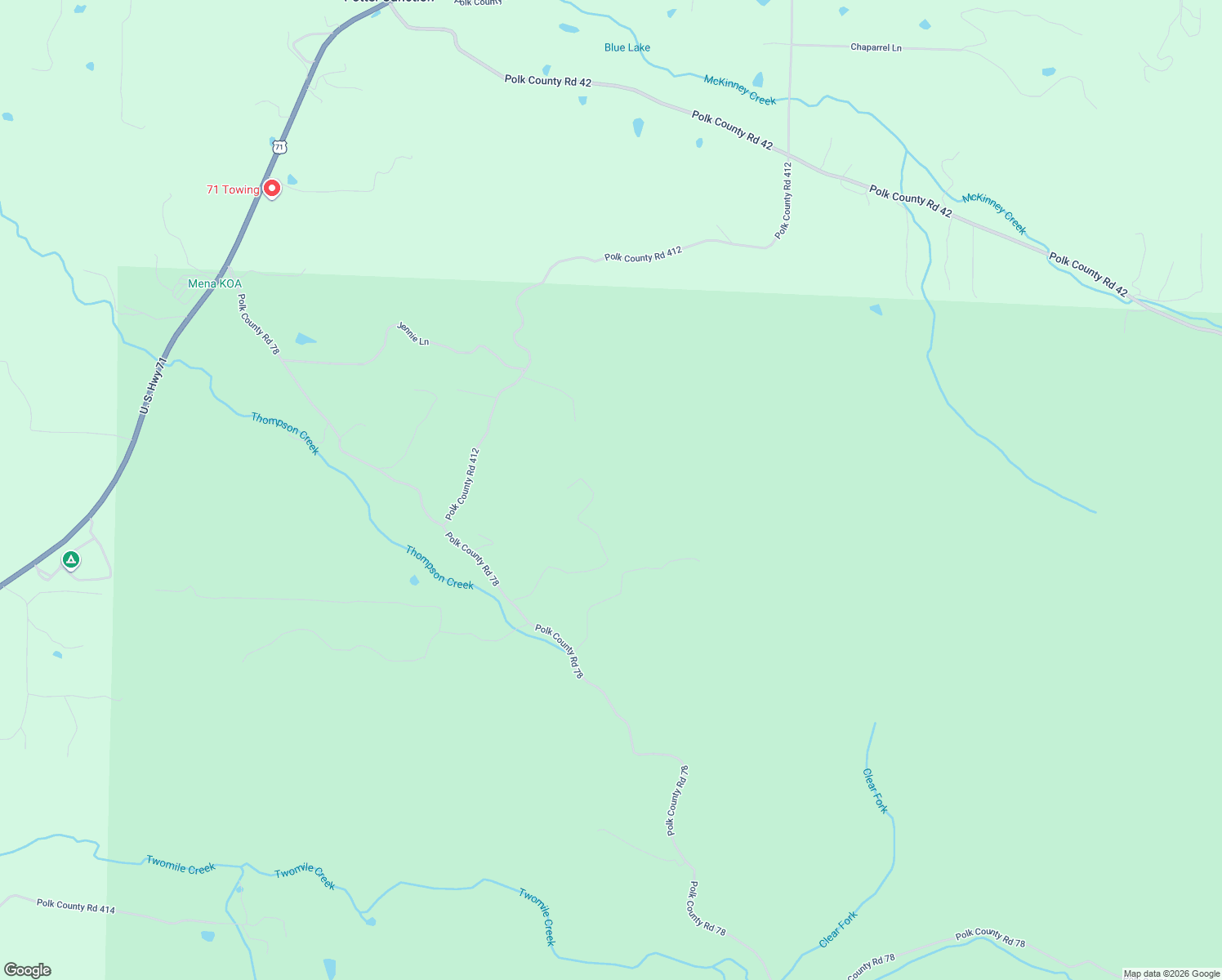 map of restaurants, bars, coffee shops, grocery stores, and more near 220 rustic ridge ln in Mena