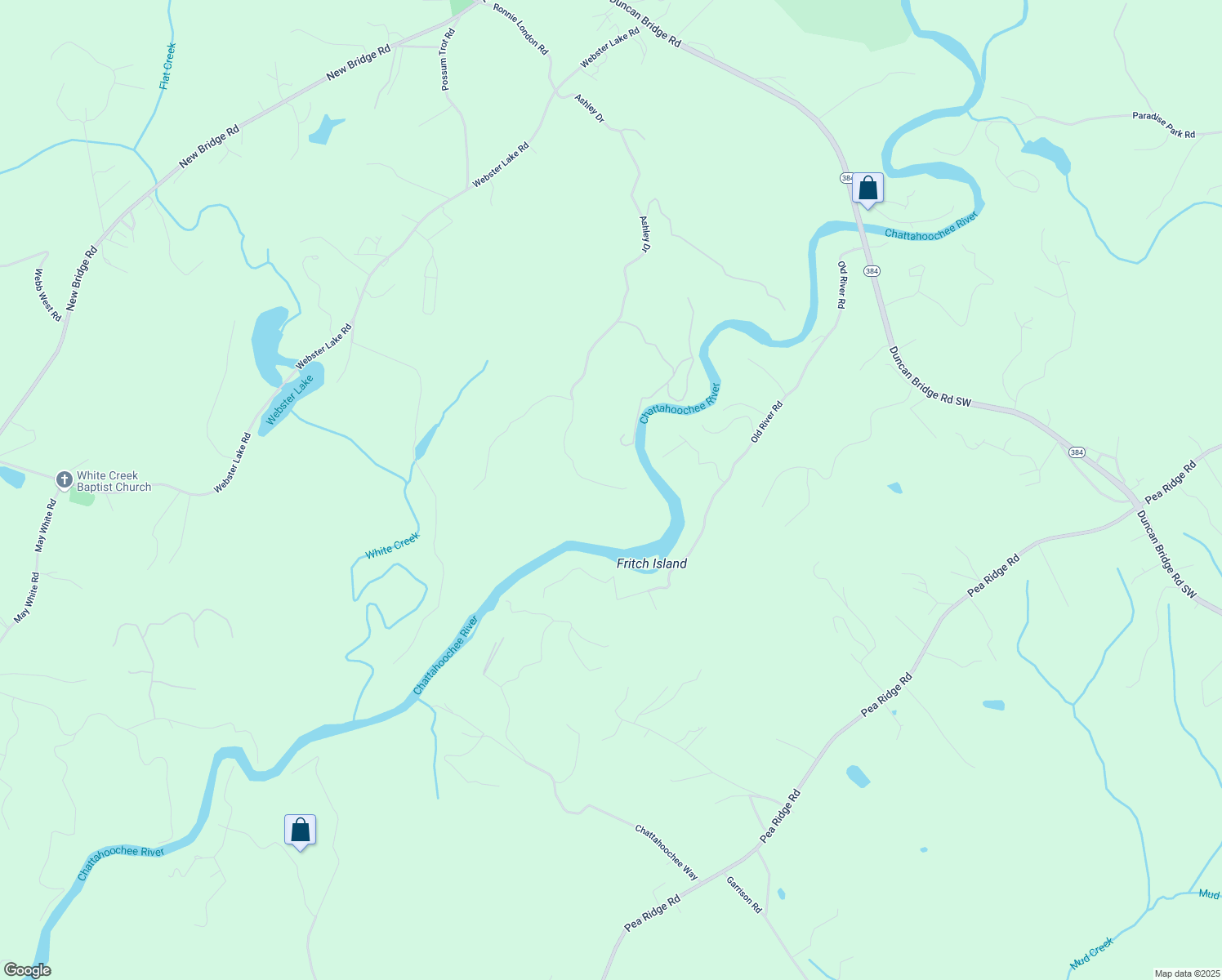 map of restaurants, bars, coffee shops, grocery stores, and more near Ashley Drive in White County