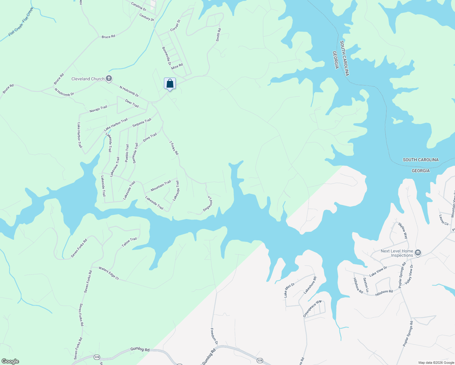 map of restaurants, bars, coffee shops, grocery stores, and more near 107 Pine Needle Trail in Anderson