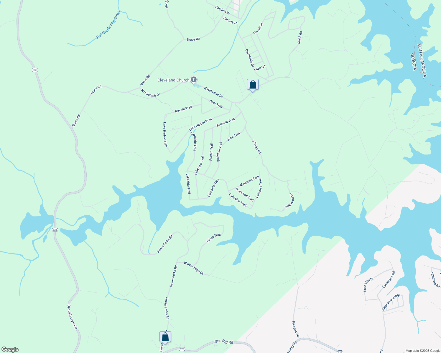 map of restaurants, bars, coffee shops, grocery stores, and more near 940 Lakeside Trail in Martin