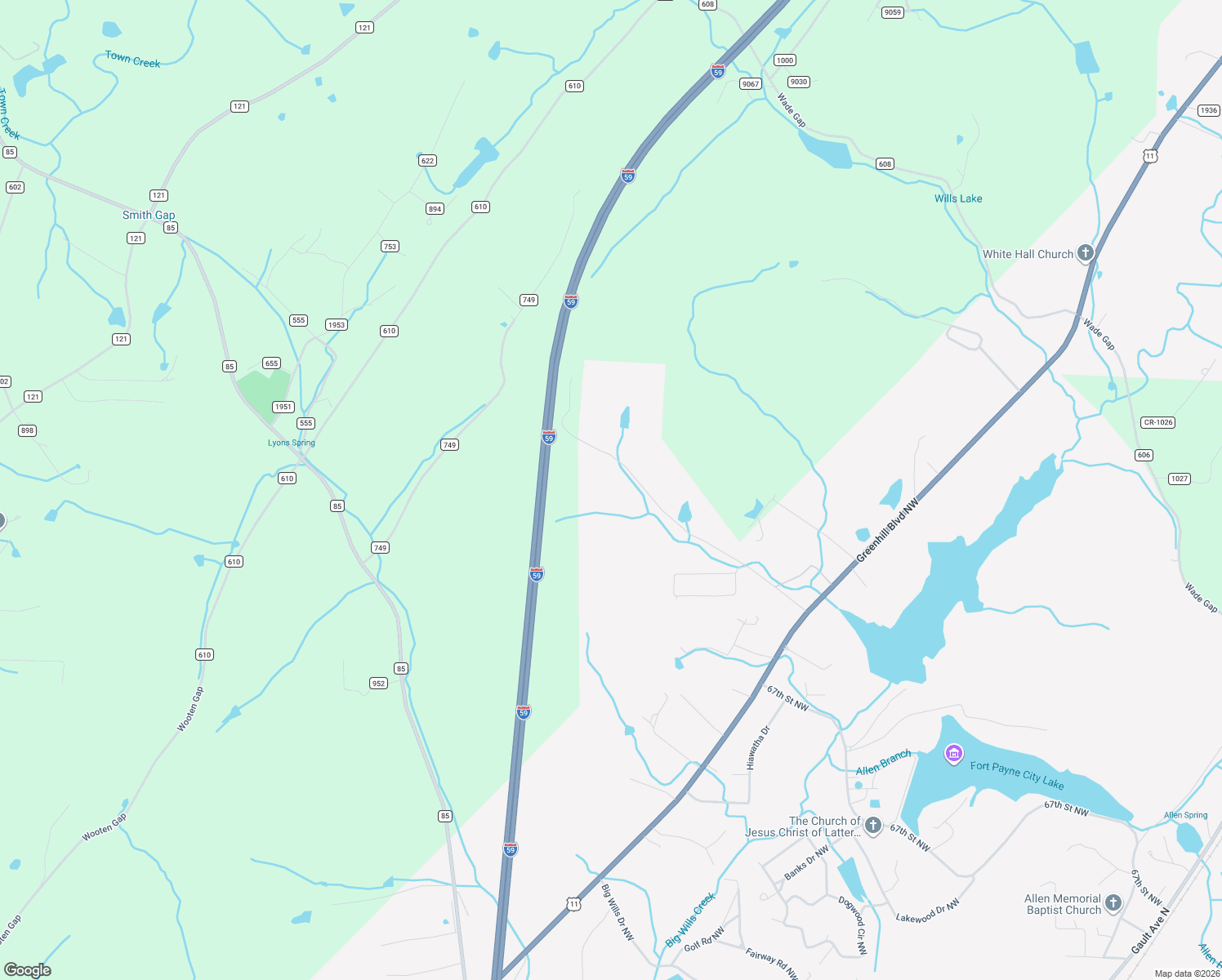 map of restaurants, bars, coffee shops, grocery stores, and more near 1651 Quail Hollow Road Northwest in Fort Payne