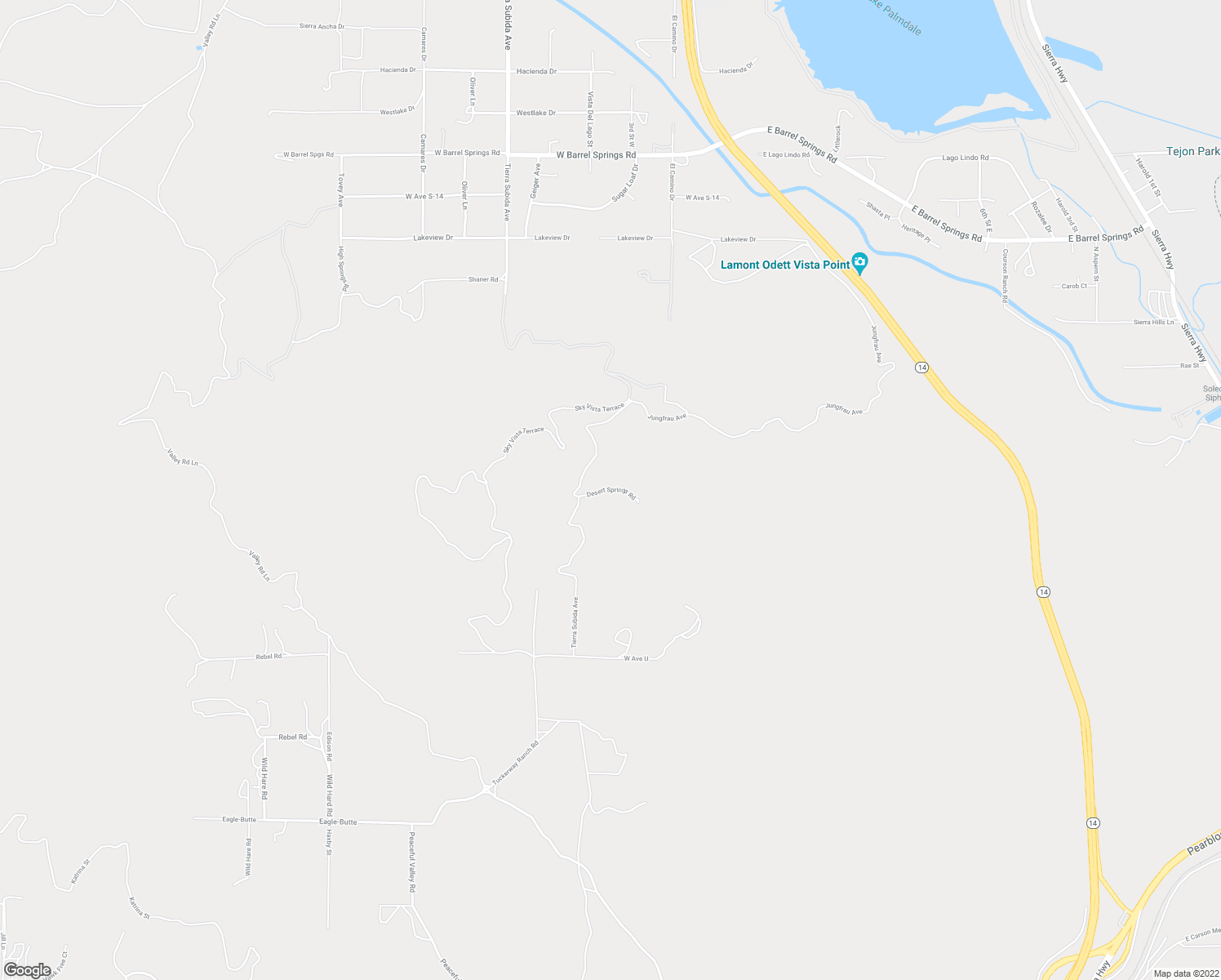 map of restaurants, bars, coffee shops, grocery stores, and more near Desert Springs Road in Los Angeles County