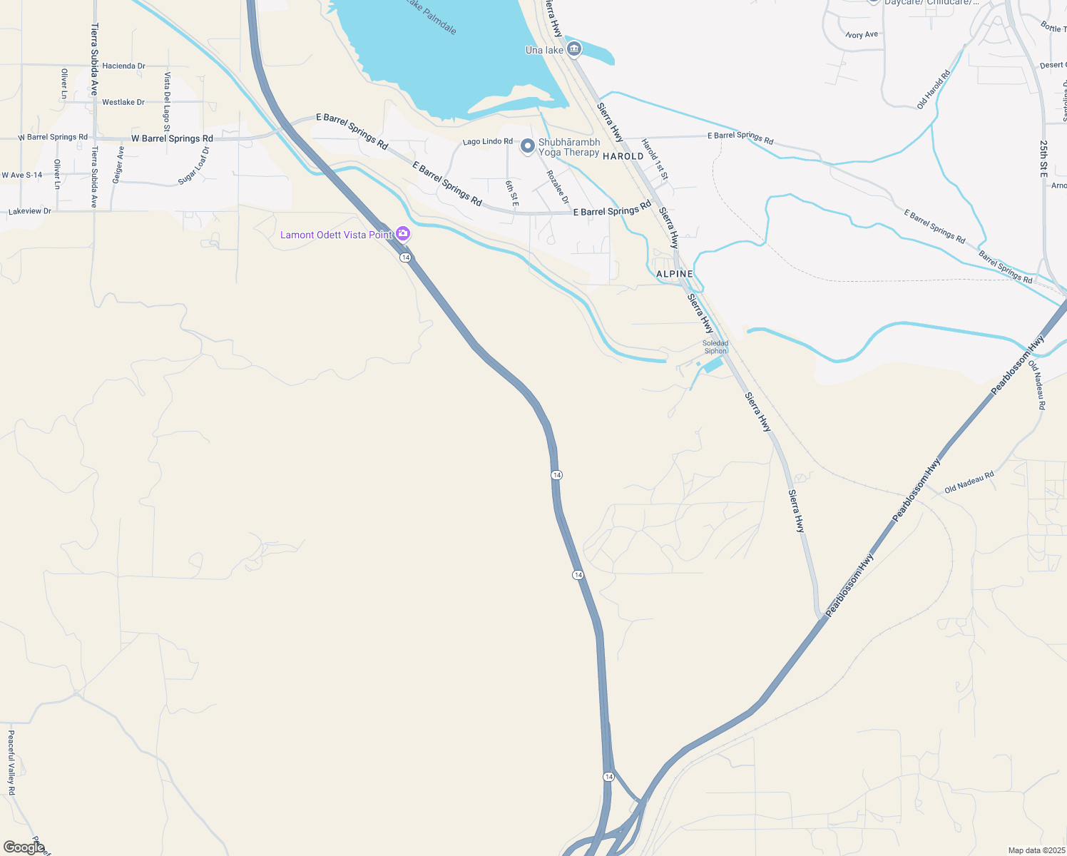 map of restaurants, bars, coffee shops, grocery stores, and more near Desert Springs Road in Los Angeles County