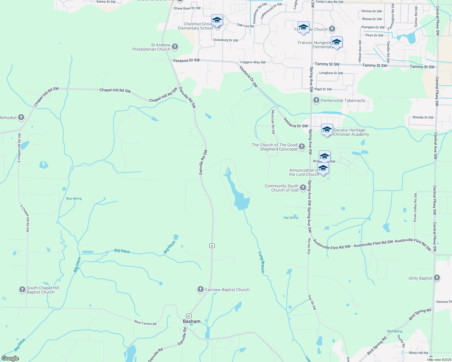 map of restaurants, bars, coffee shops, grocery stores, and more near 3722 Timberlake Court Southwest in Decatur