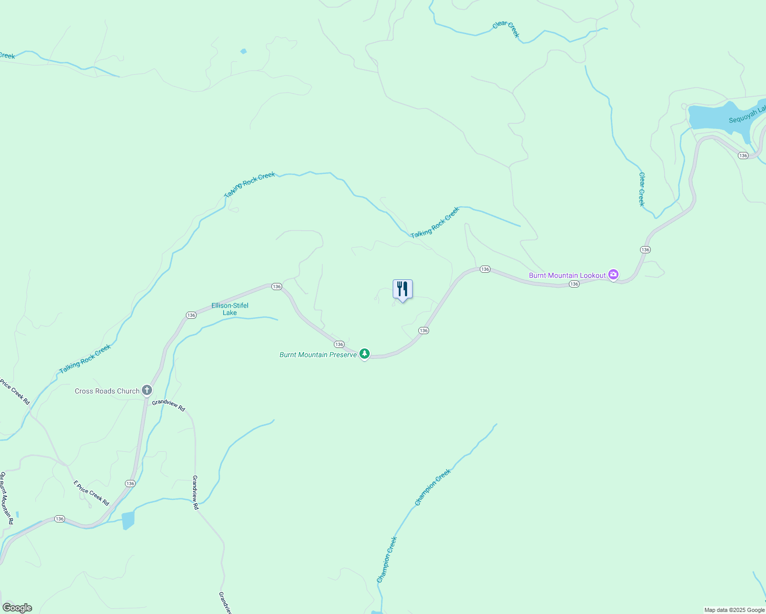 map of restaurants, bars, coffee shops, grocery stores, and more near 125 twisted oak dr in Ellijay