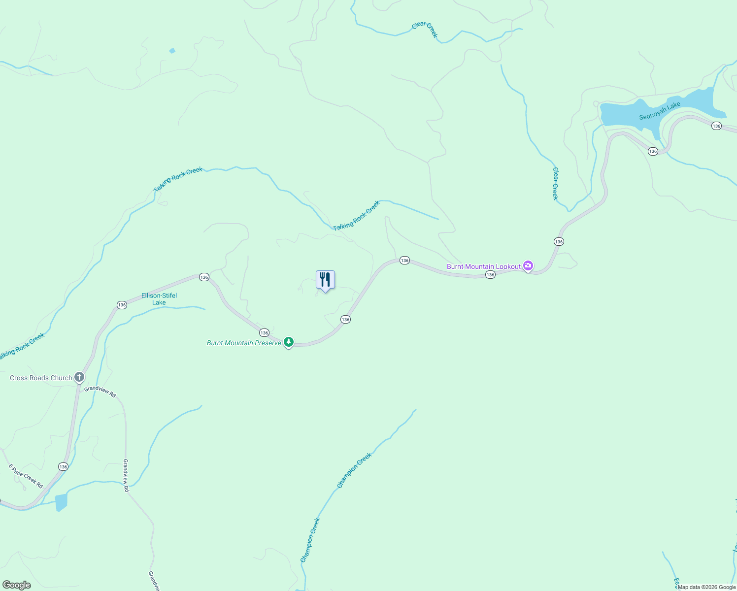 map of restaurants, bars, coffee shops, grocery stores, and more near 4124 Georgia 136 in Jasper