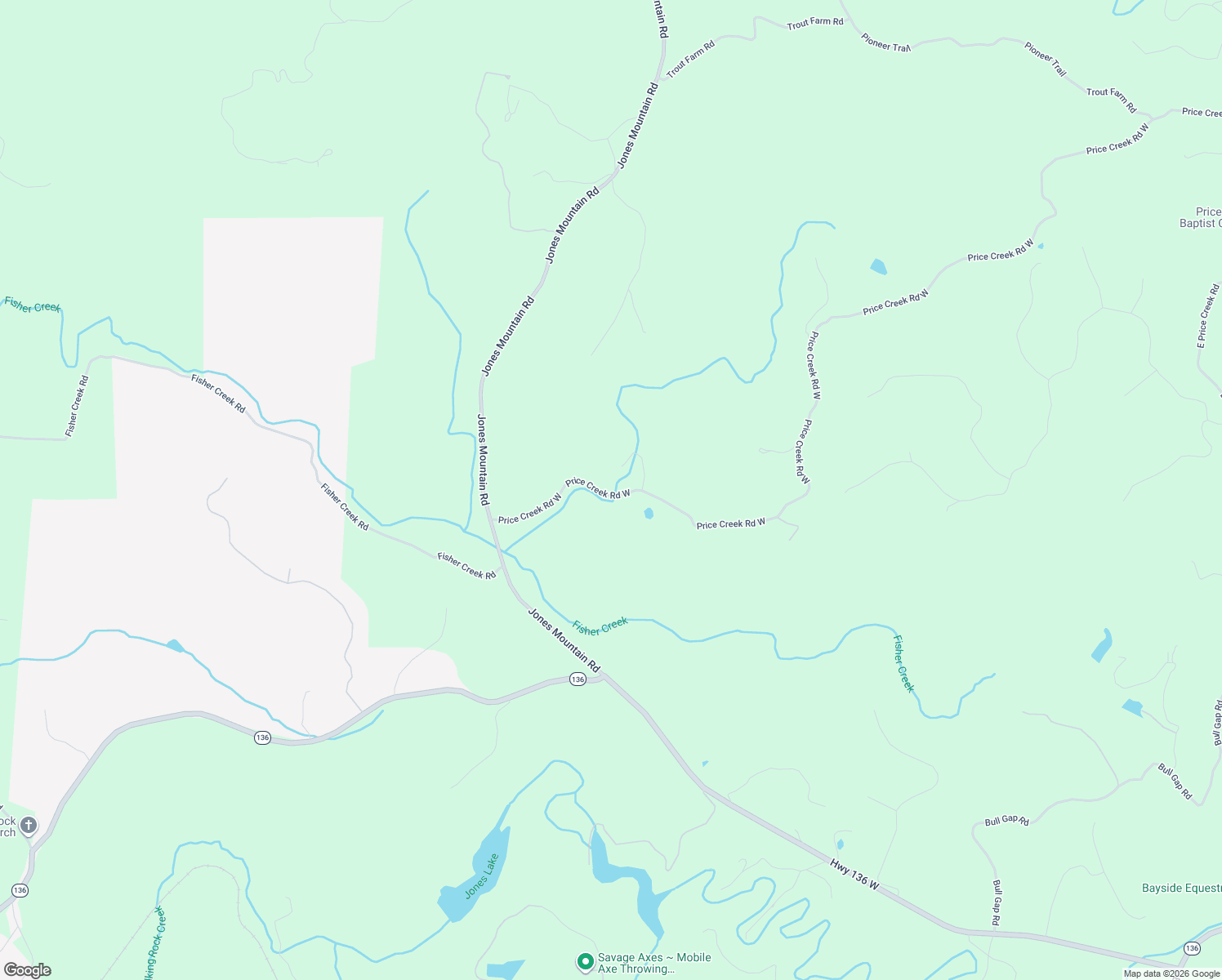 map of restaurants, bars, coffee shops, grocery stores, and more near Lost Pine Lane in Pickens County