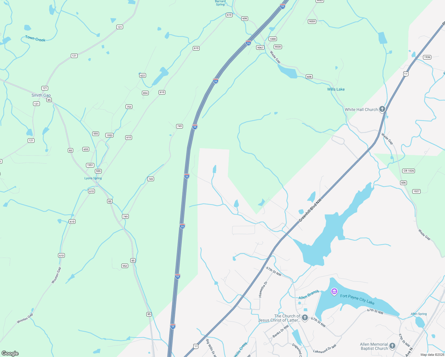 map of restaurants, bars, coffee shops, grocery stores, and more near 1651 Quail Hollow Road Northwest in Fort Payne
