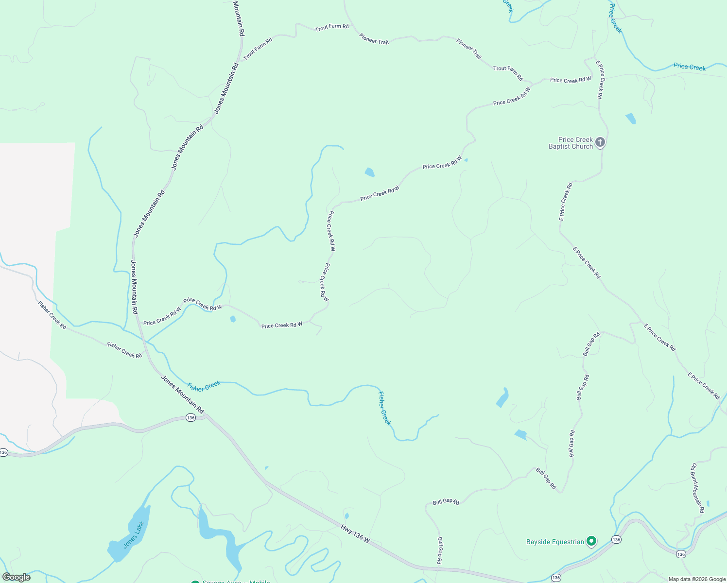 map of restaurants, bars, coffee shops, grocery stores, and more near 1670 Outback Road in Jasper