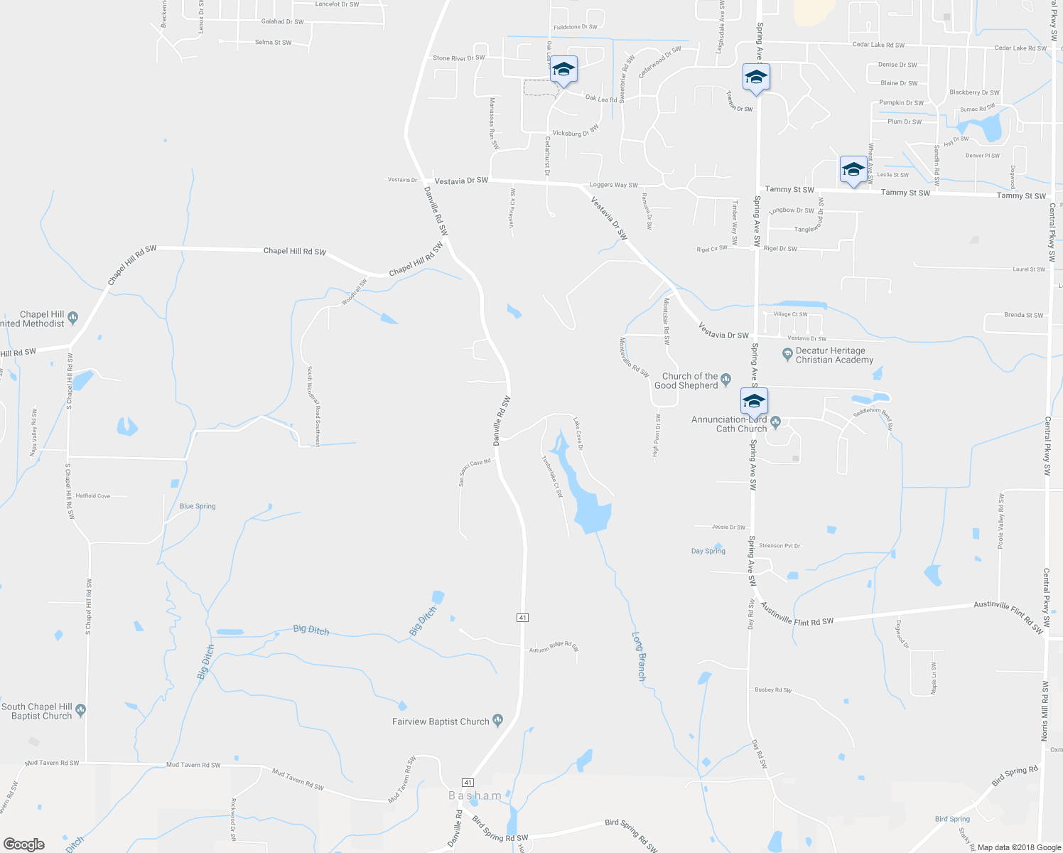 map of restaurants, bars, coffee shops, grocery stores, and more near 3722 Timberlake Court Southwest in Decatur