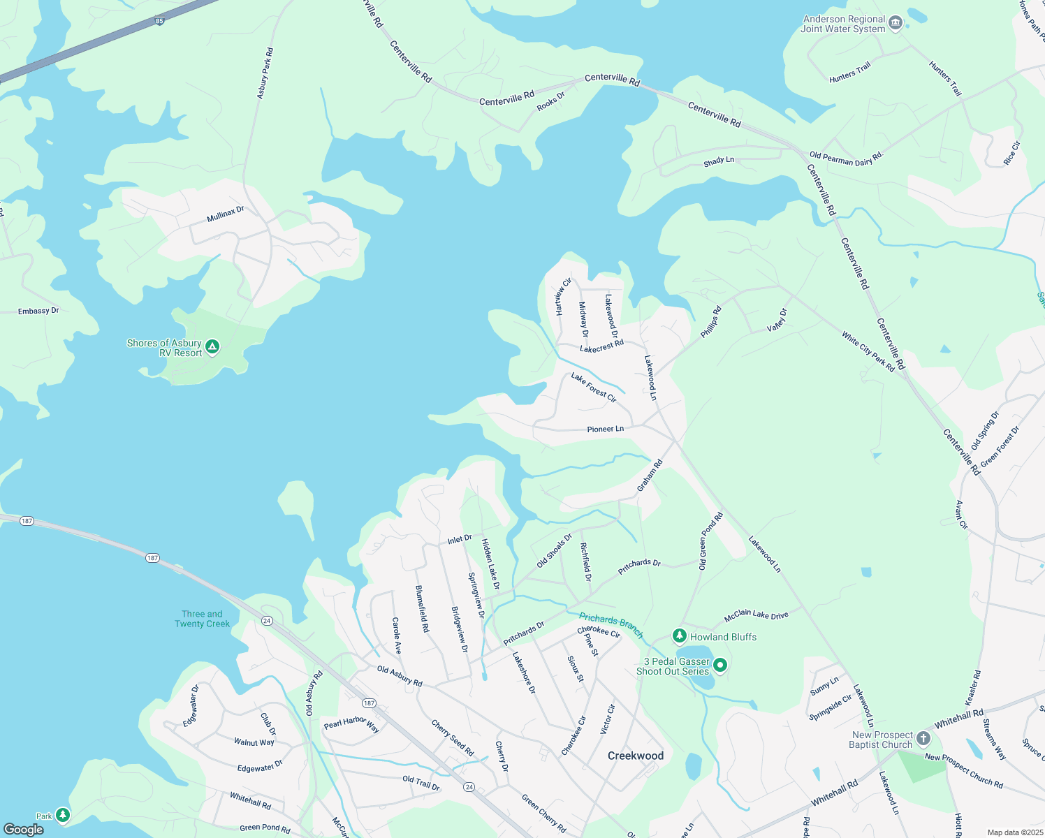 map of restaurants, bars, coffee shops, grocery stores, and more near 514 Pioneer Lane in Anderson