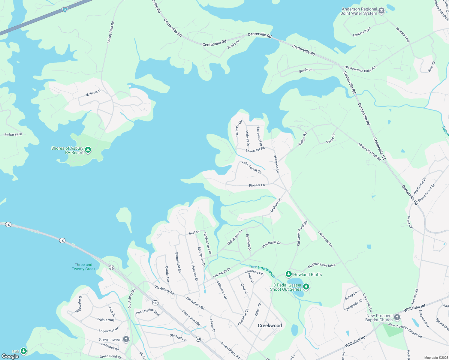 map of restaurants, bars, coffee shops, grocery stores, and more near 514 Pioneer Lane in Anderson