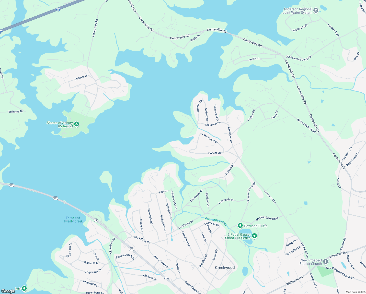 map of restaurants, bars, coffee shops, grocery stores, and more near 514 Pioneer Lane in Anderson