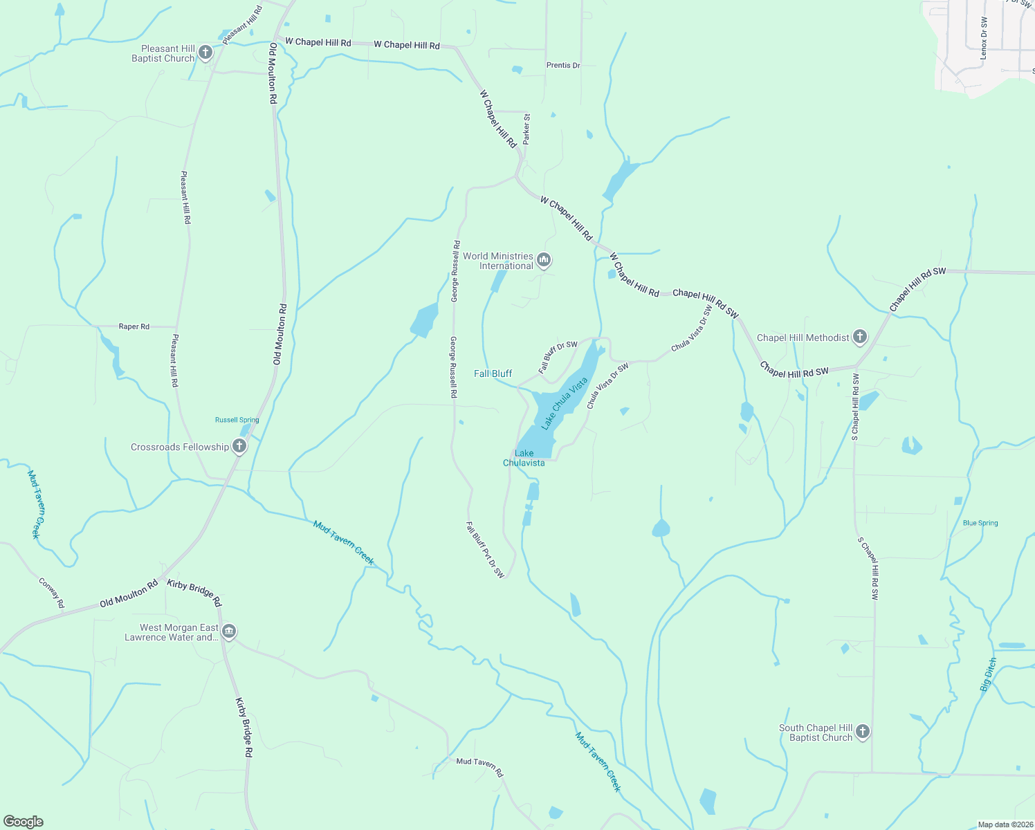 map of restaurants, bars, coffee shops, grocery stores, and more near 3913 Fall Bluff Drive Southwest in Decatur
