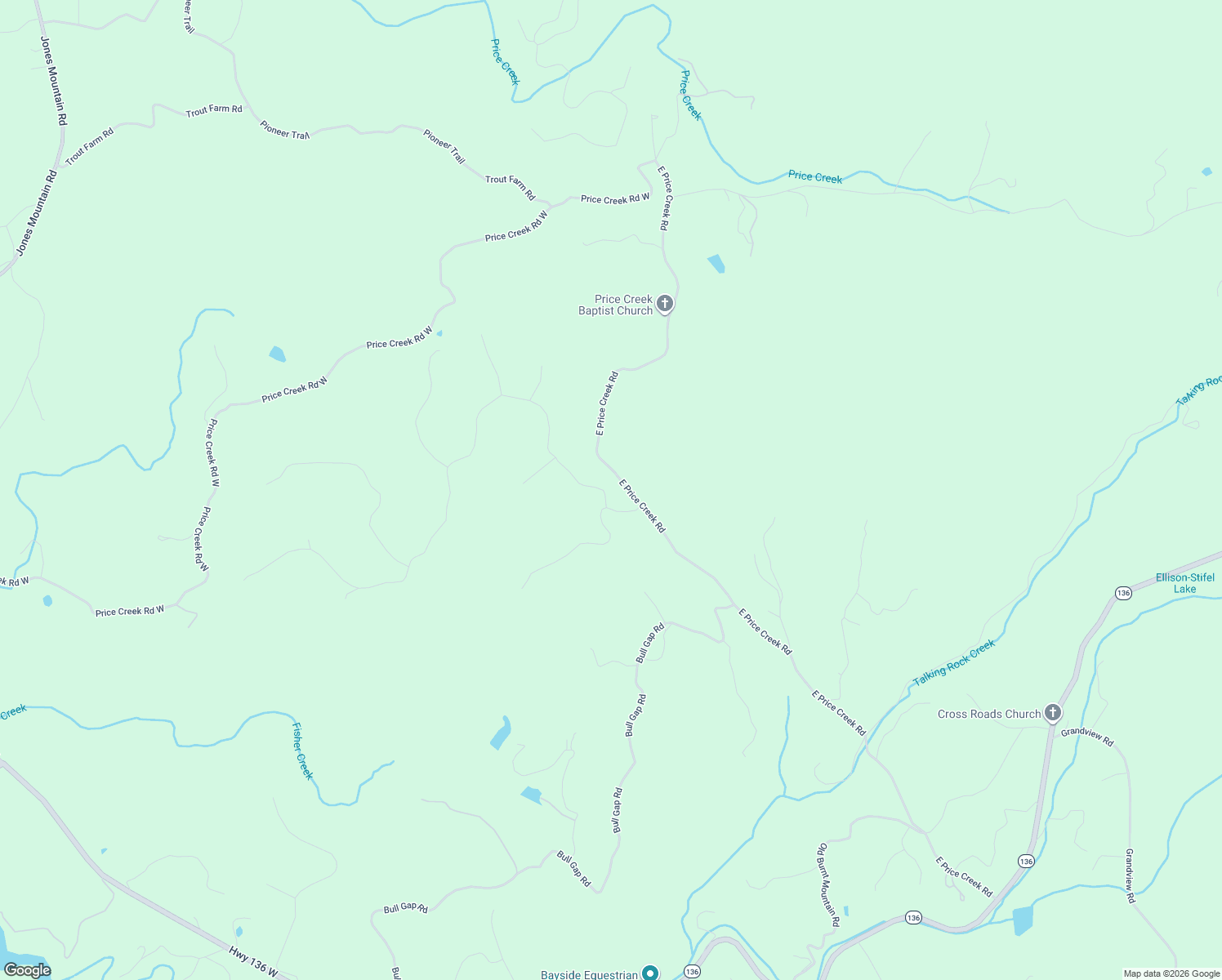 map of restaurants, bars, coffee shops, grocery stores, and more near 68 Outback Ridge Trail in Jasper