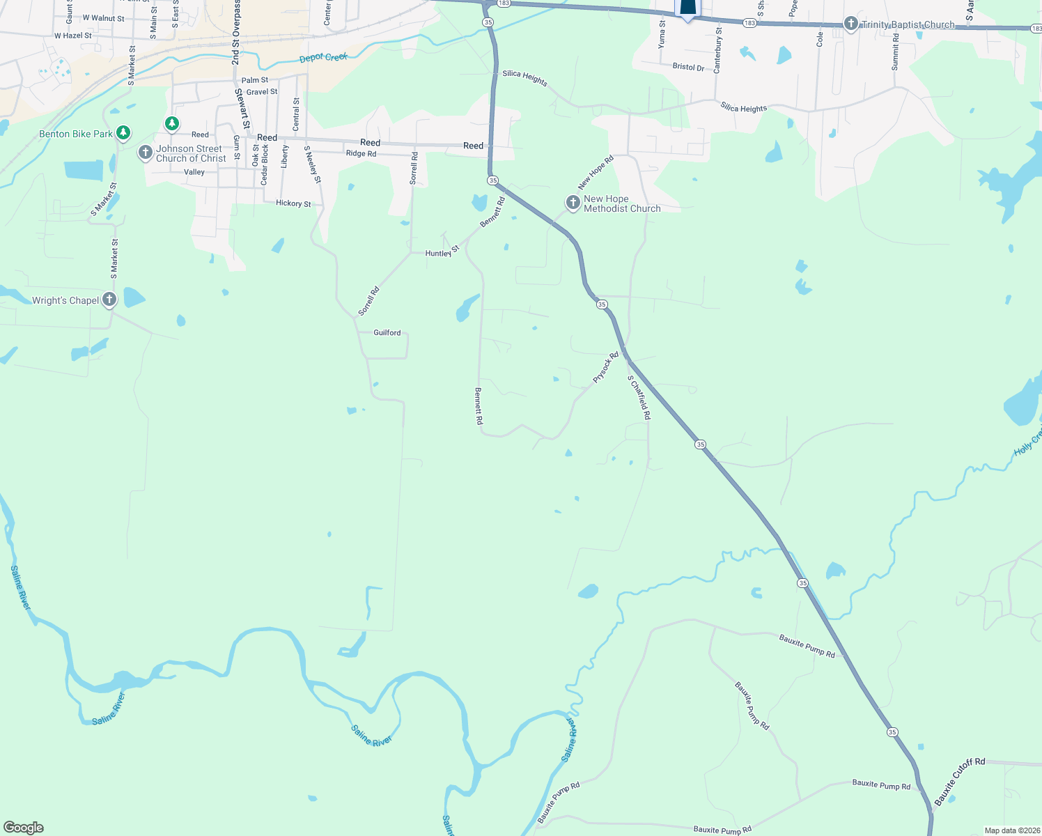 map of restaurants, bars, coffee shops, grocery stores, and more near 2014 Prysock Road in Benton