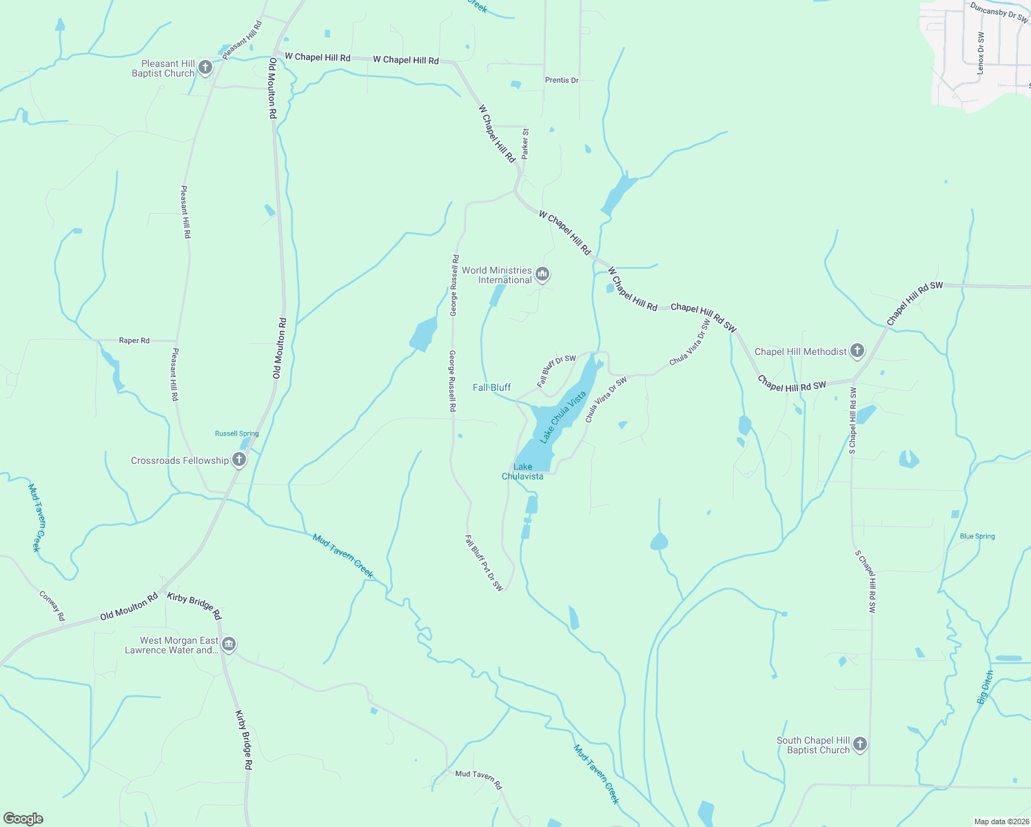 map of restaurants, bars, coffee shops, grocery stores, and more near 3913 Fall Bluff Drive Southwest in Decatur