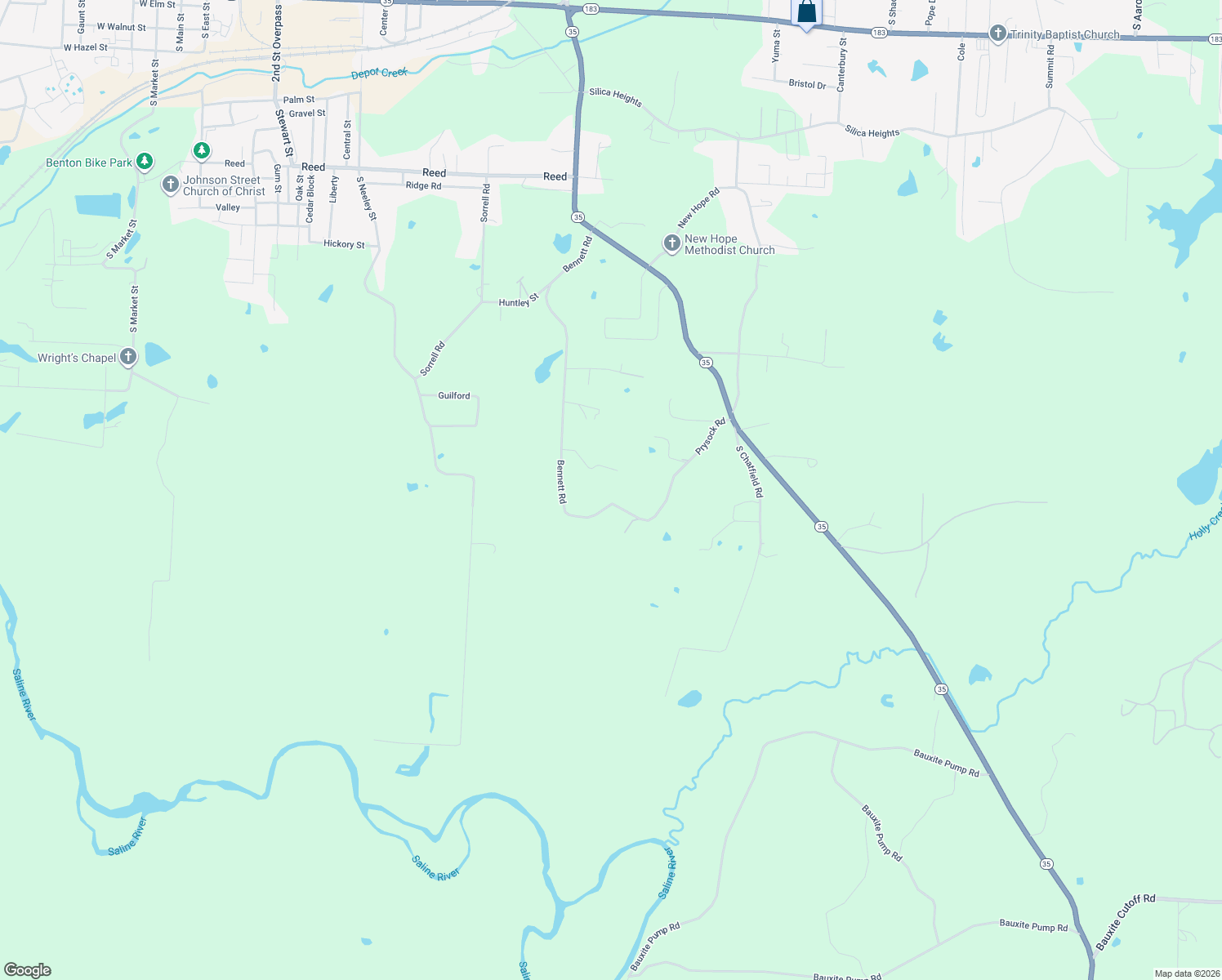 map of restaurants, bars, coffee shops, grocery stores, and more near 2014 Prysock Road in Benton
