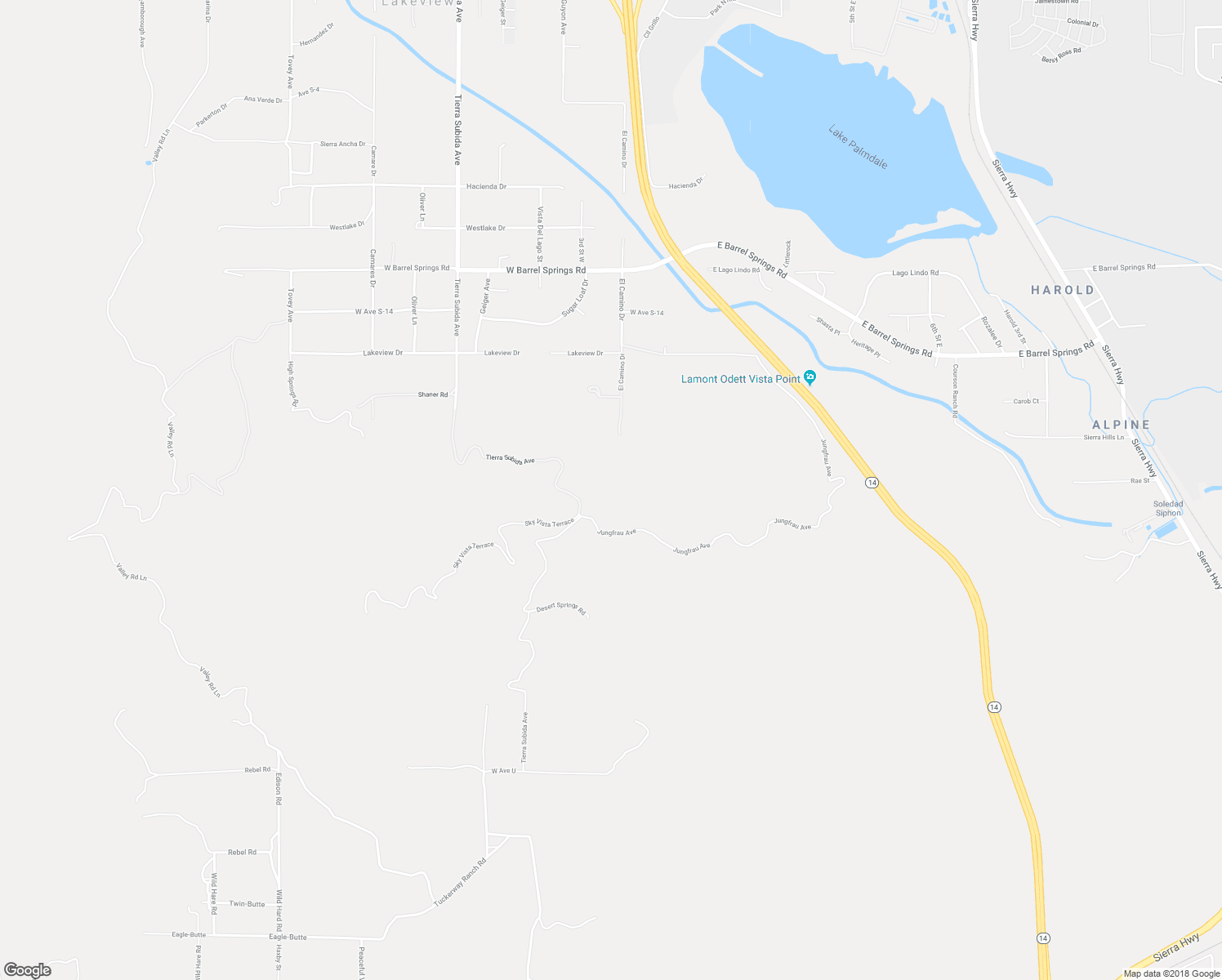 map of restaurants, bars, coffee shops, grocery stores, and more near 35960 Tierra Subida Avenue in Palmdale