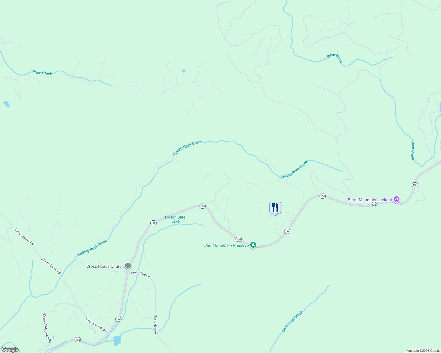 map of restaurants, bars, coffee shops, grocery stores, and more near 447 Big Oak Drive in Jasper
