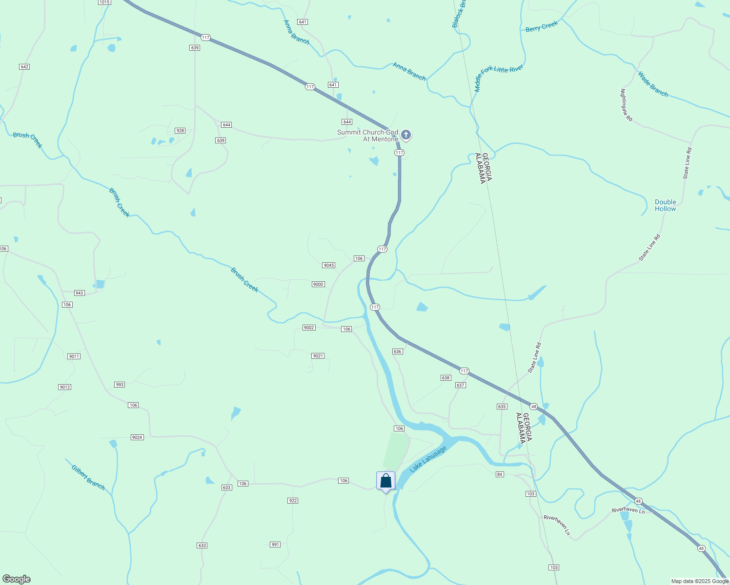 map of restaurants, bars, coffee shops, grocery stores, and more near 993 Alabama 117 in Mentone