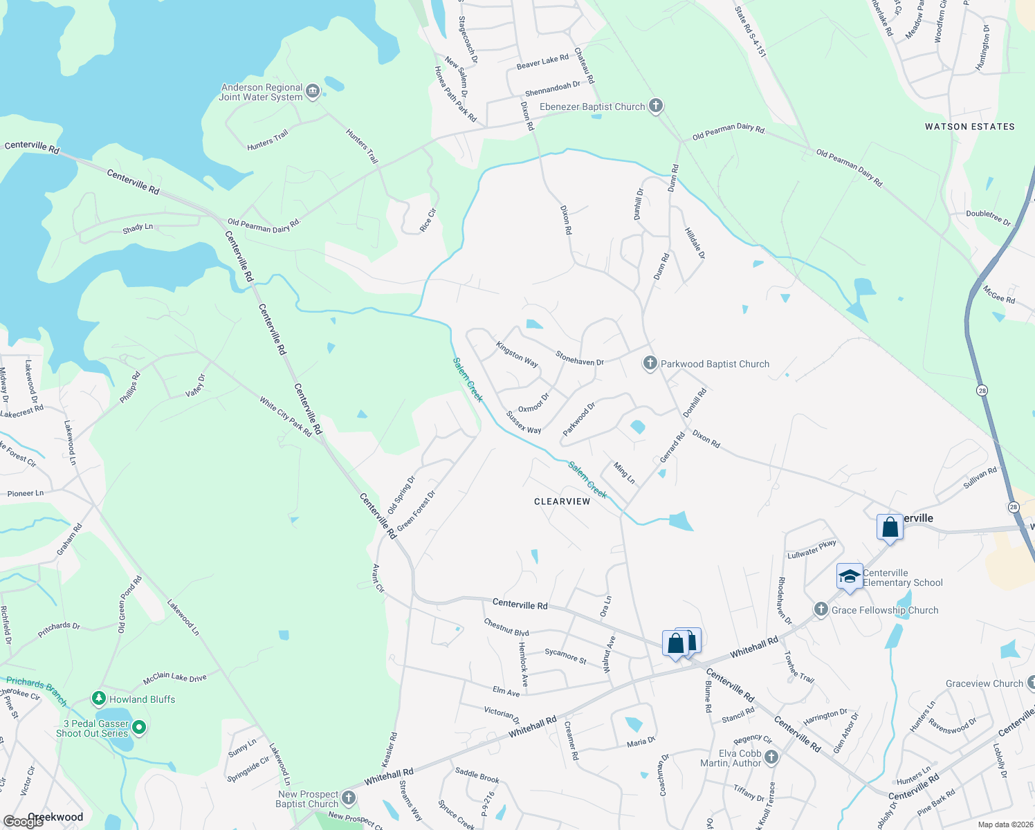 map of restaurants, bars, coffee shops, grocery stores, and more near 213 Oxmoor Drive in Anderson